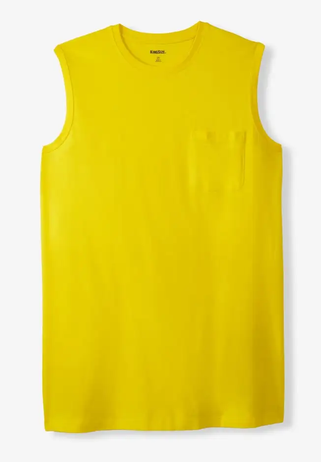 Shrink-Less Longer-Length Lightweight Muscle Pocket Tee