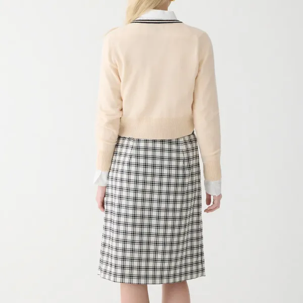 Cashmere Sweater Lady Jacket with Contrast Trim