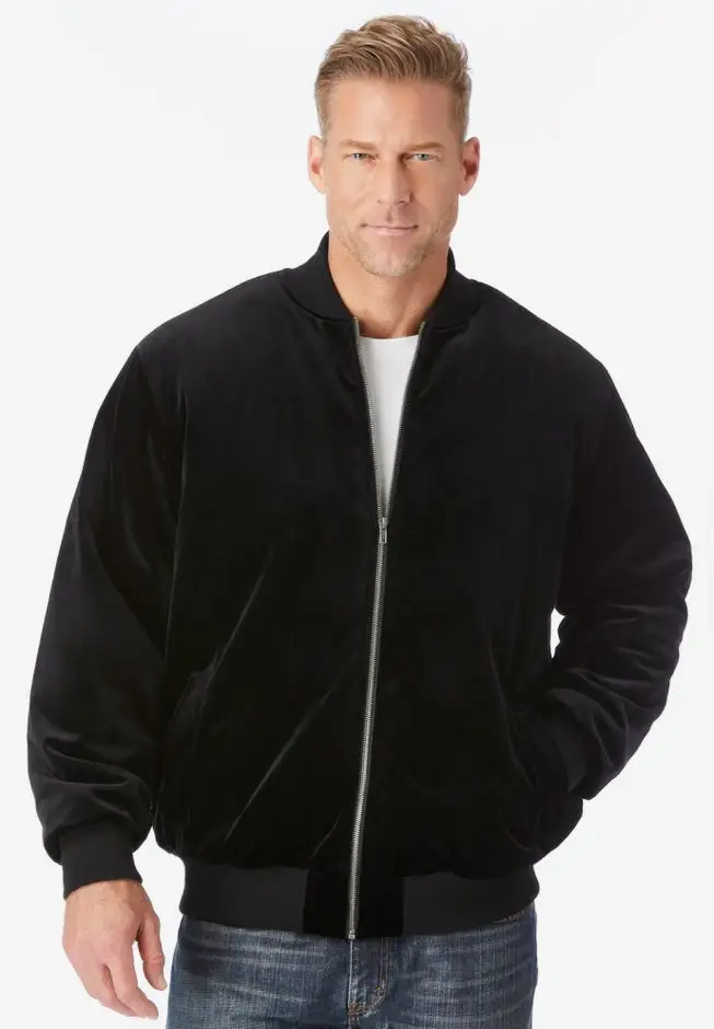Velour Full Zip Bomber Jacket