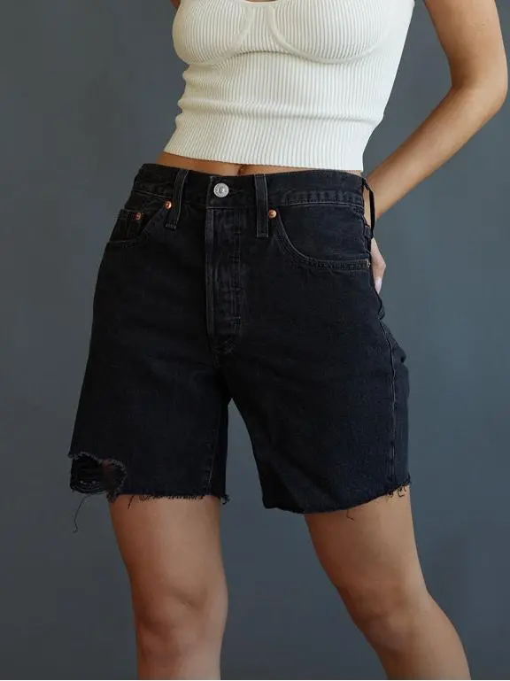 Levi's 501 Mid Thigh Shorts Lunar Black
