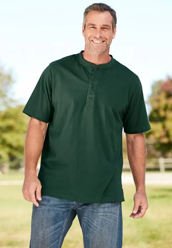 Shrink-Less Lightweight Henley T-Shirt
