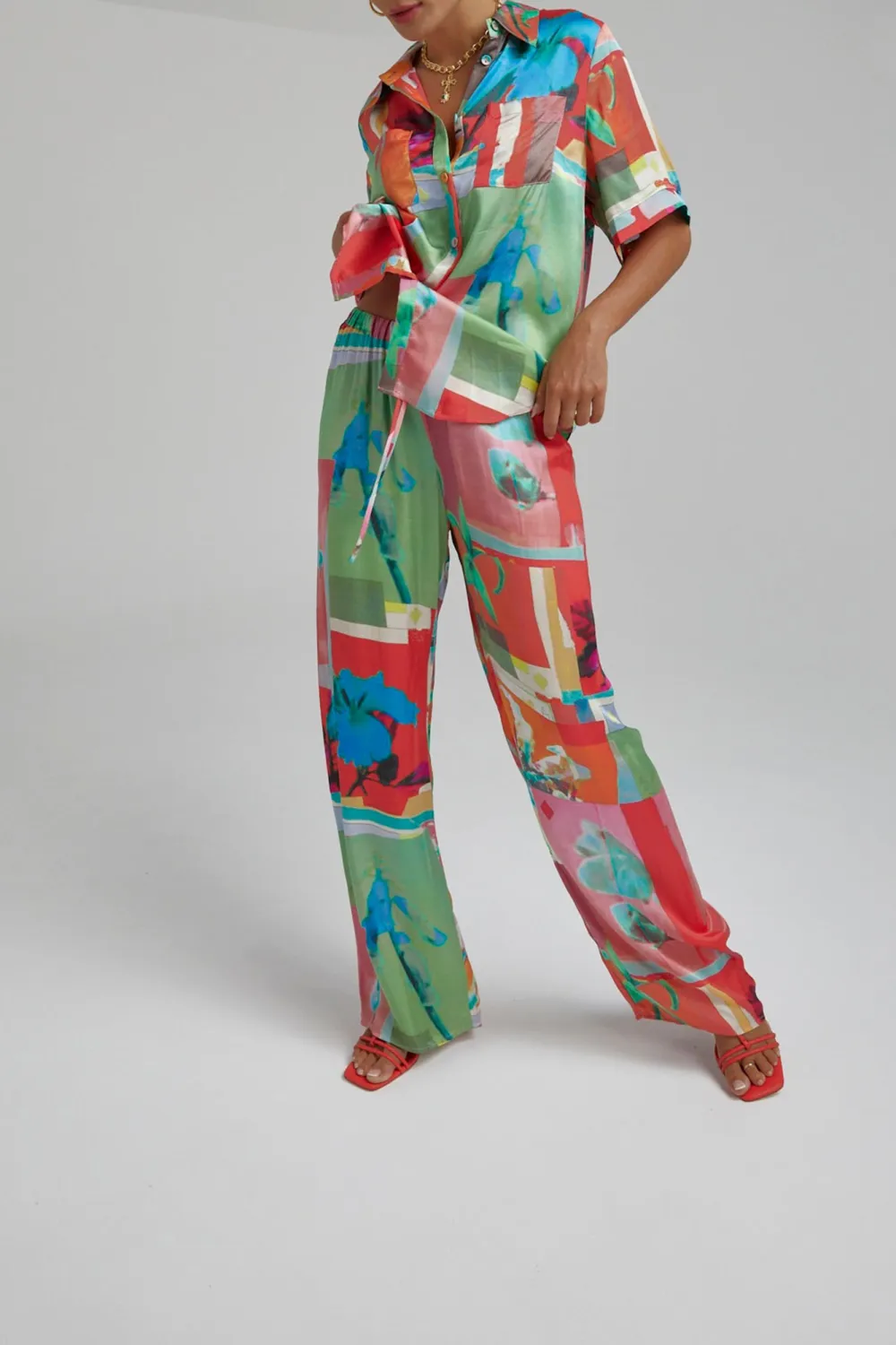 Unique Art Patchwork Pattern Straight  Pants