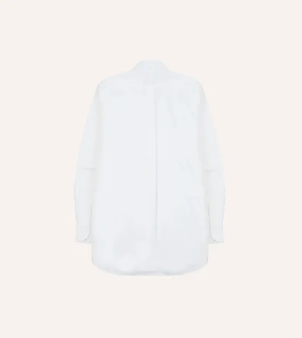 White Oxford Cotton Cloth Button-Down Shirt Lapel Plain