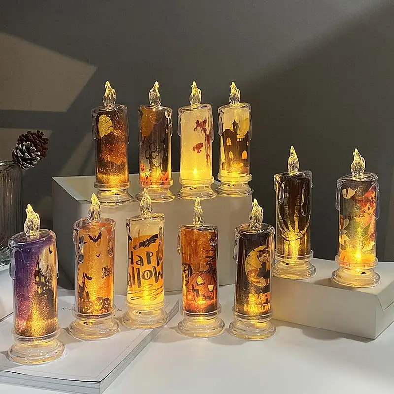 Halloween Tears LED Candle Lamp Ghost Festival Party DIY  Pumpkin Bat Witch Happy Halloween Day Decor For Ghost House 20223