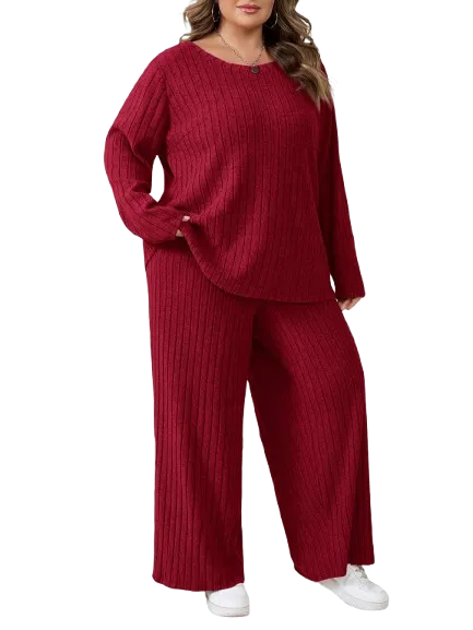 Plus Size Women's Casual Two-Piece T-Shirt & Pants Set