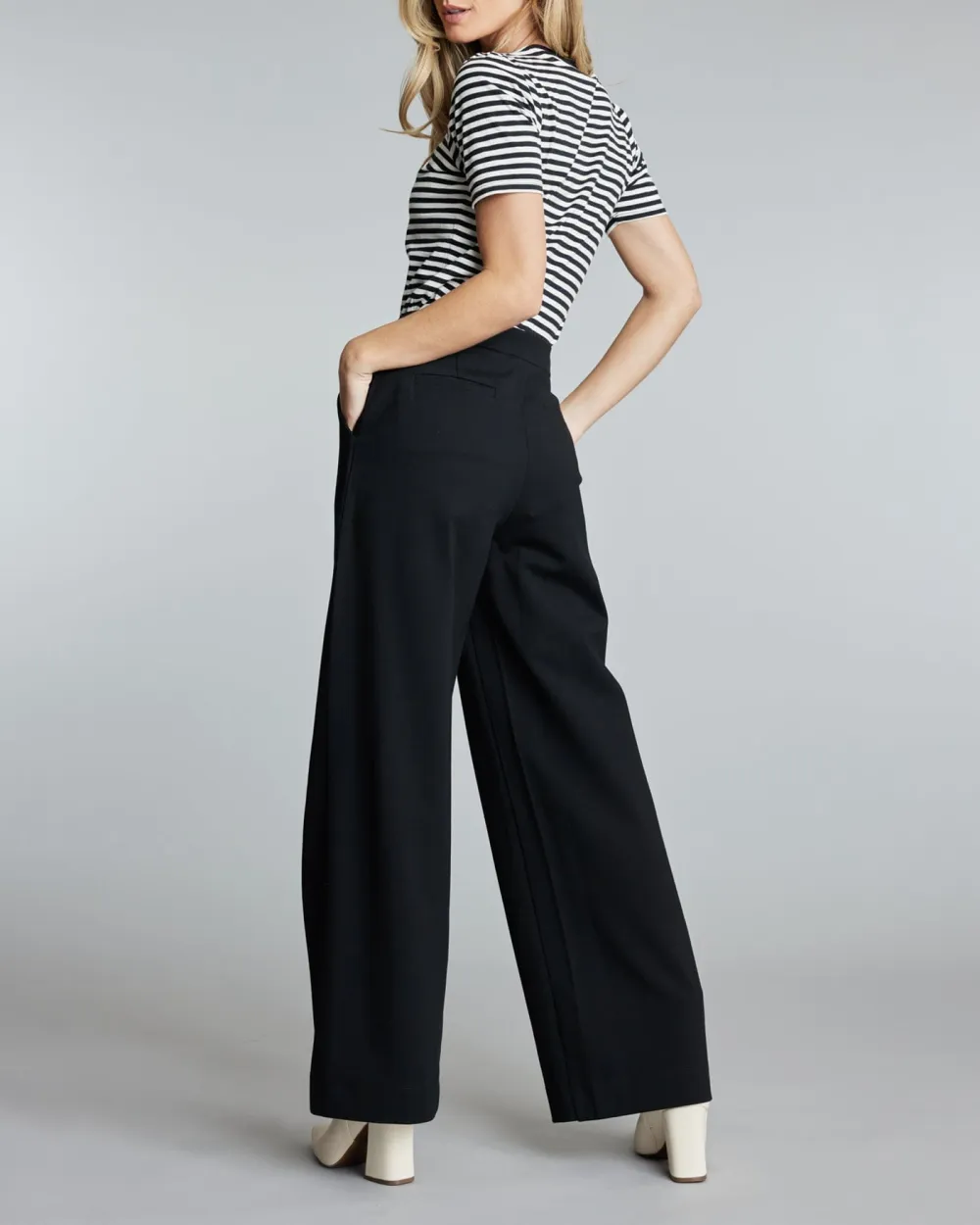 Black High Rise Wide Leg Office Pant