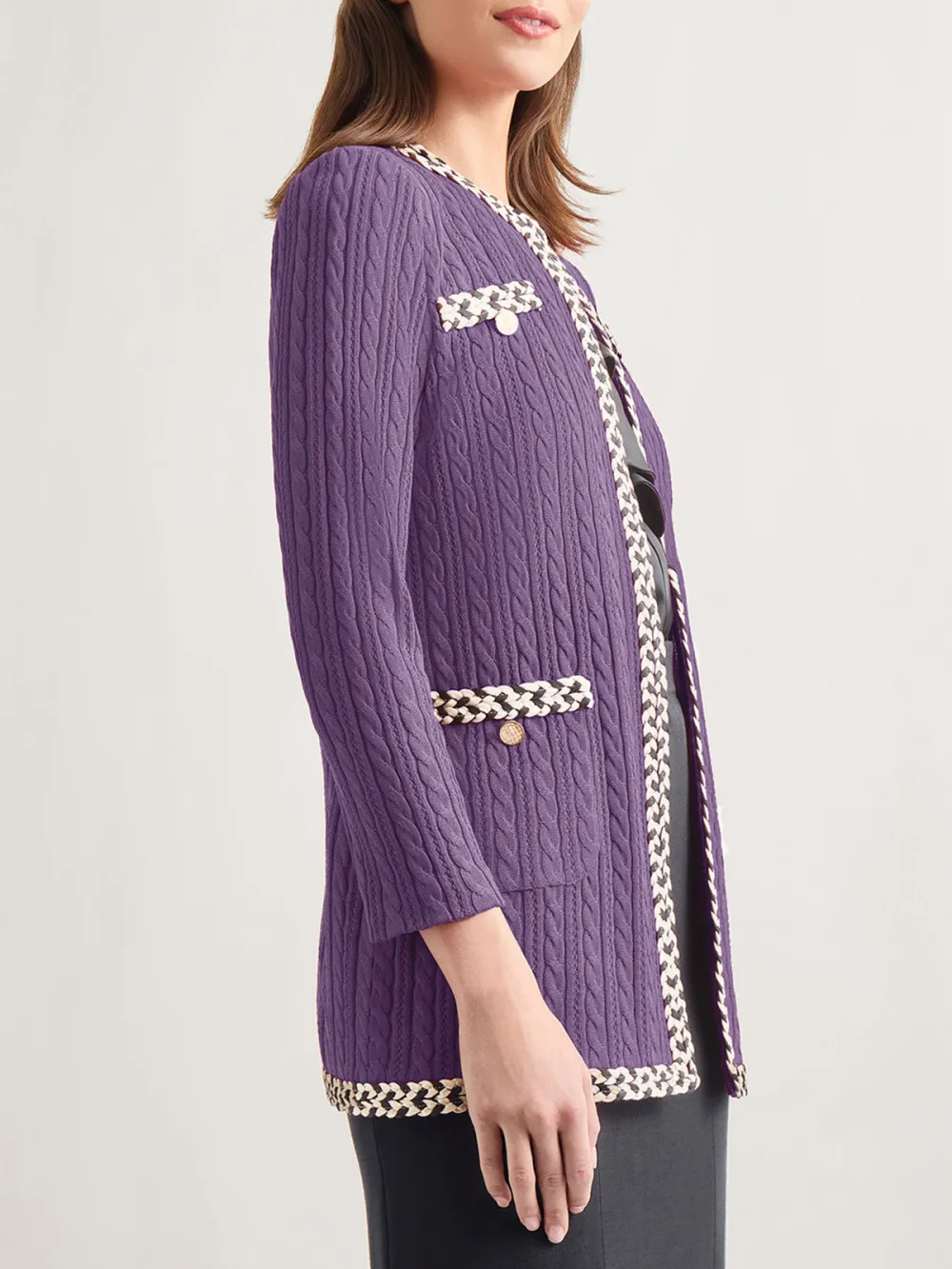 Color Blocking Long Sleeved Round Neck Jacket