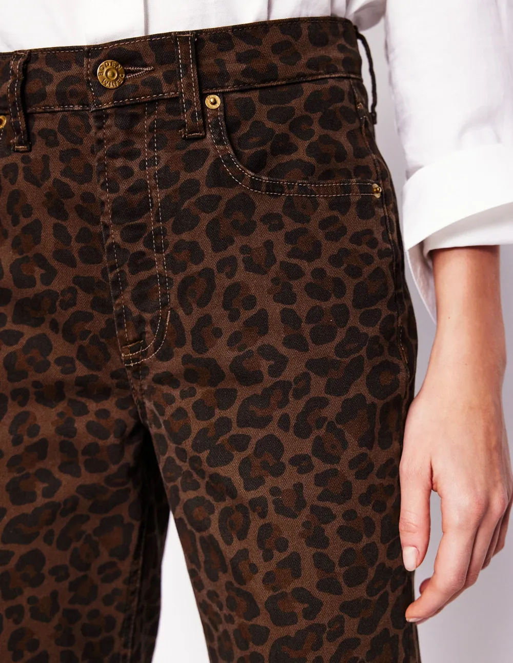 Leopard - Print Girlfriend Jeans