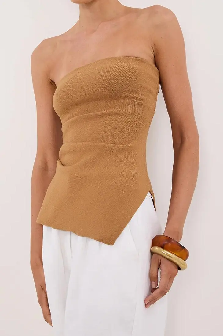 Off the Shoulder Khaki Tops