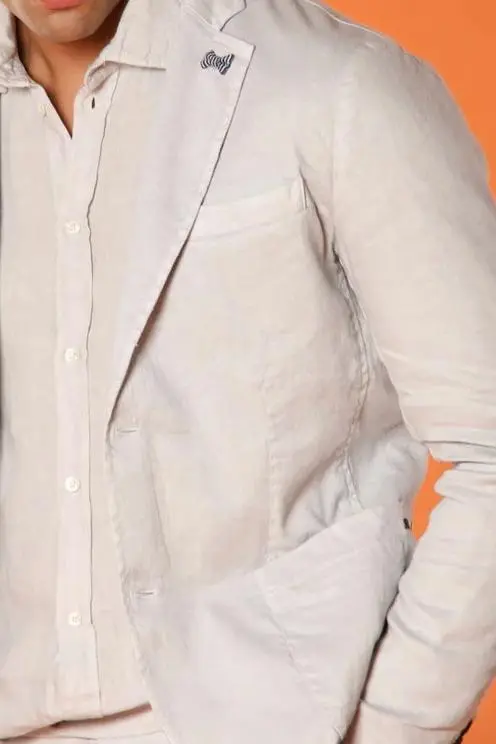 Pearl Grey Men's Cotton and Linen Twill Suit Jacket