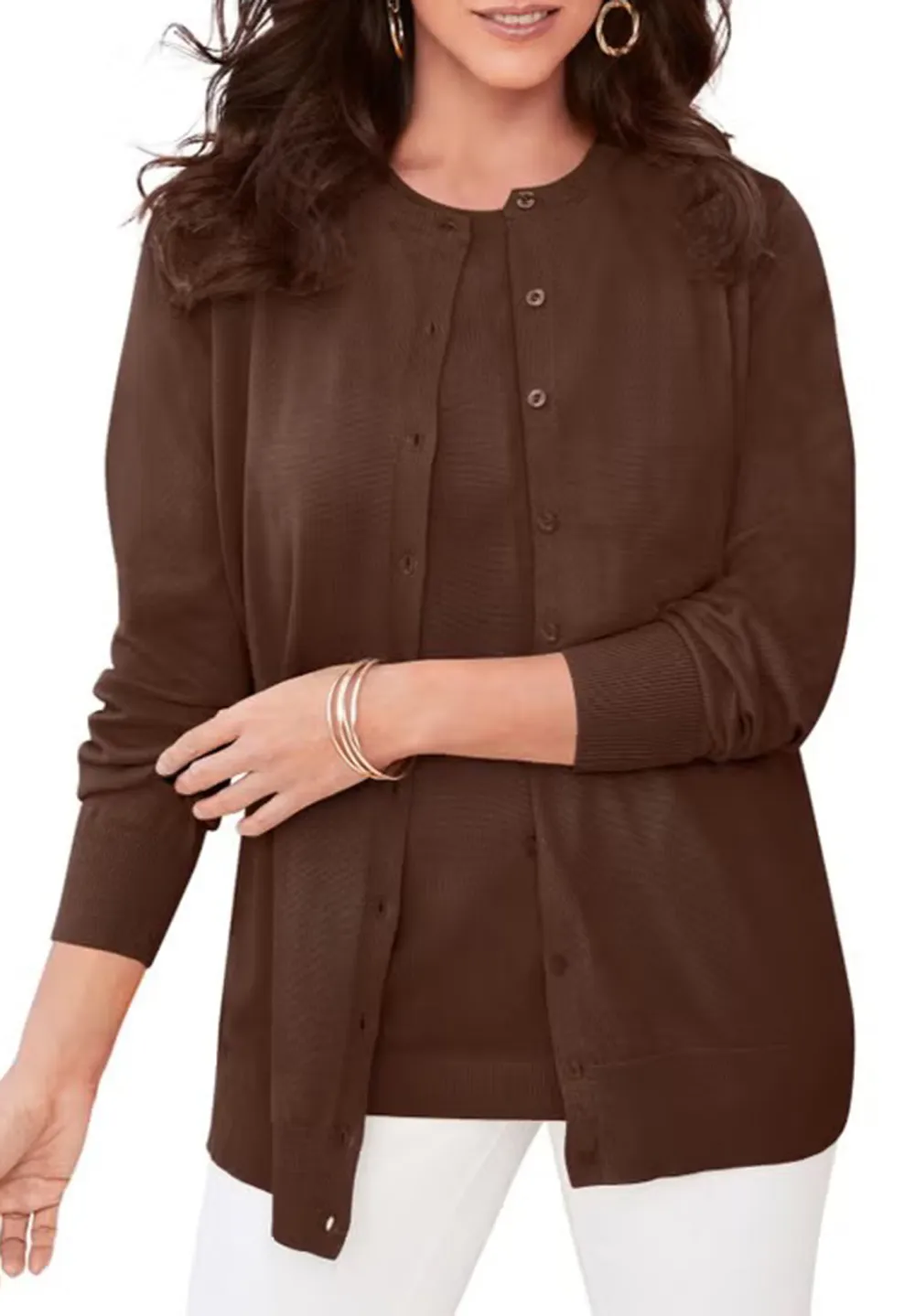 Round Neck Slim Fit Cardigan