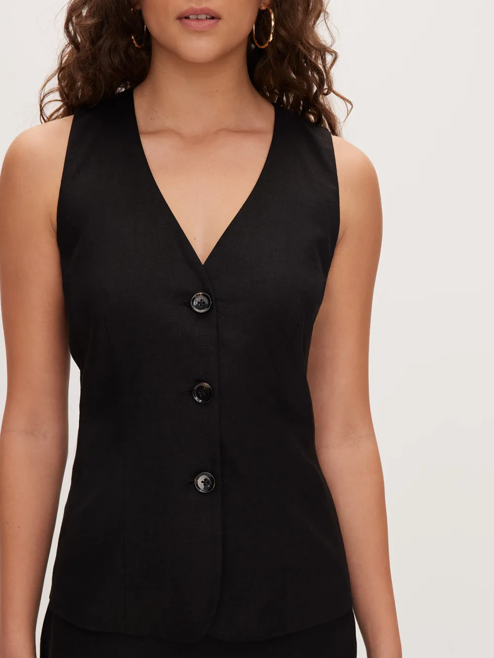 Linen Blend Tailored Vest