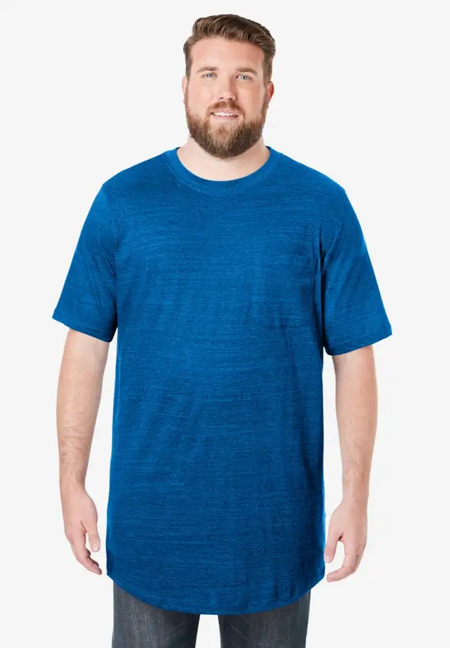 Shrink-Less Lightweight Longer-Length Crewneck Pocket T-Shirt