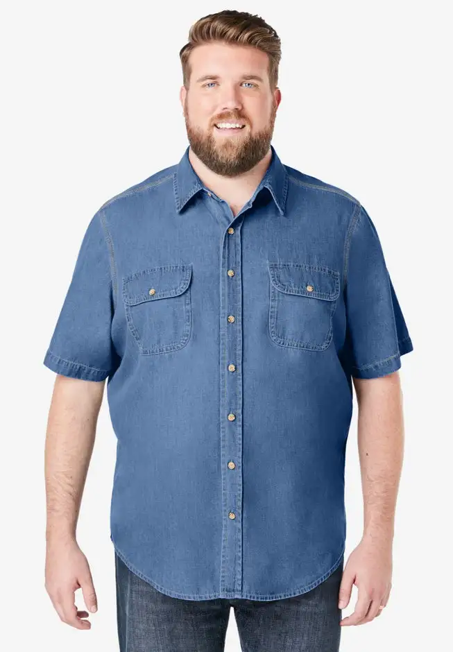 Short Sleeve Denim and Twill Shirt