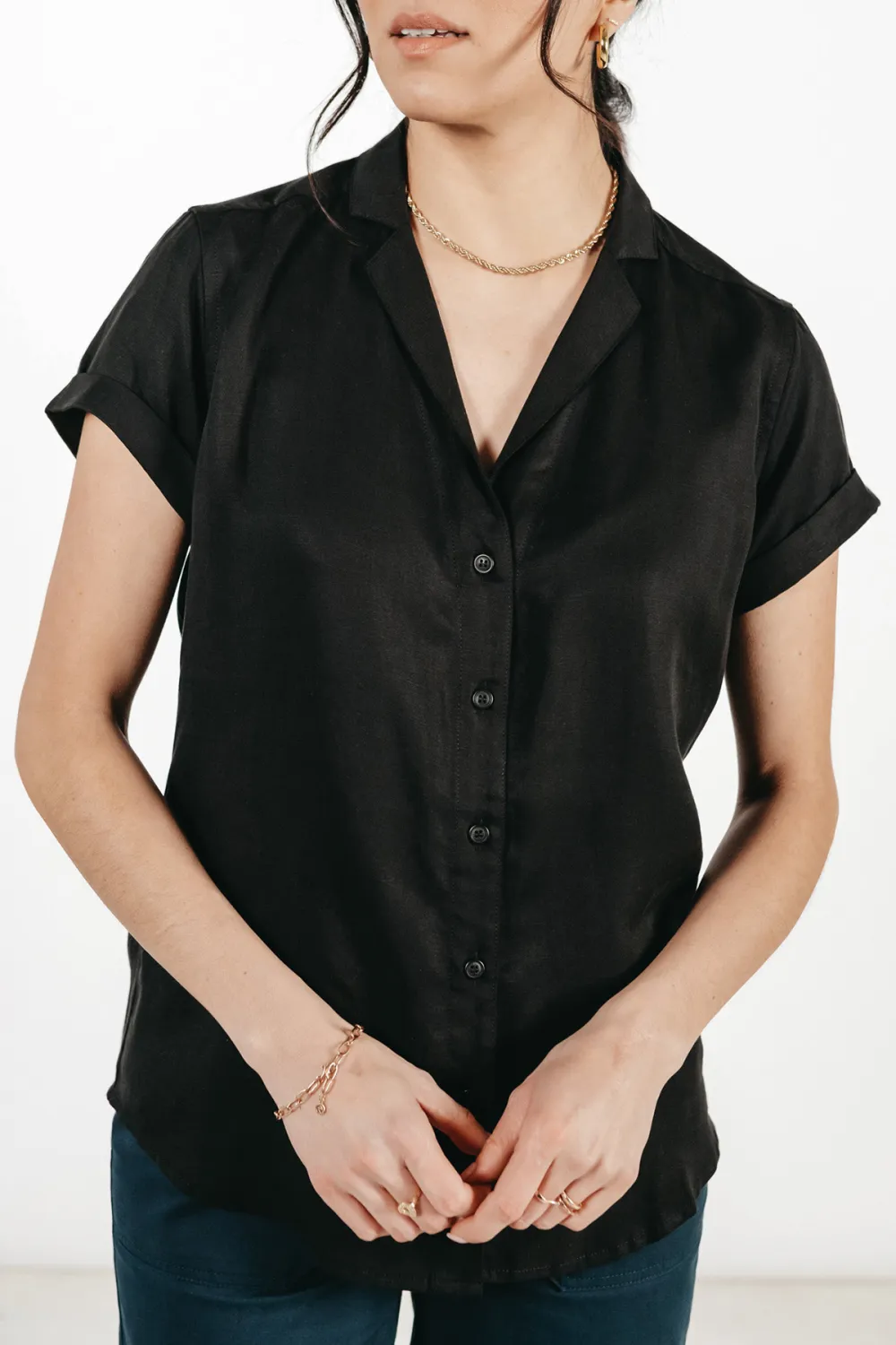 The Button Front Black Shirt