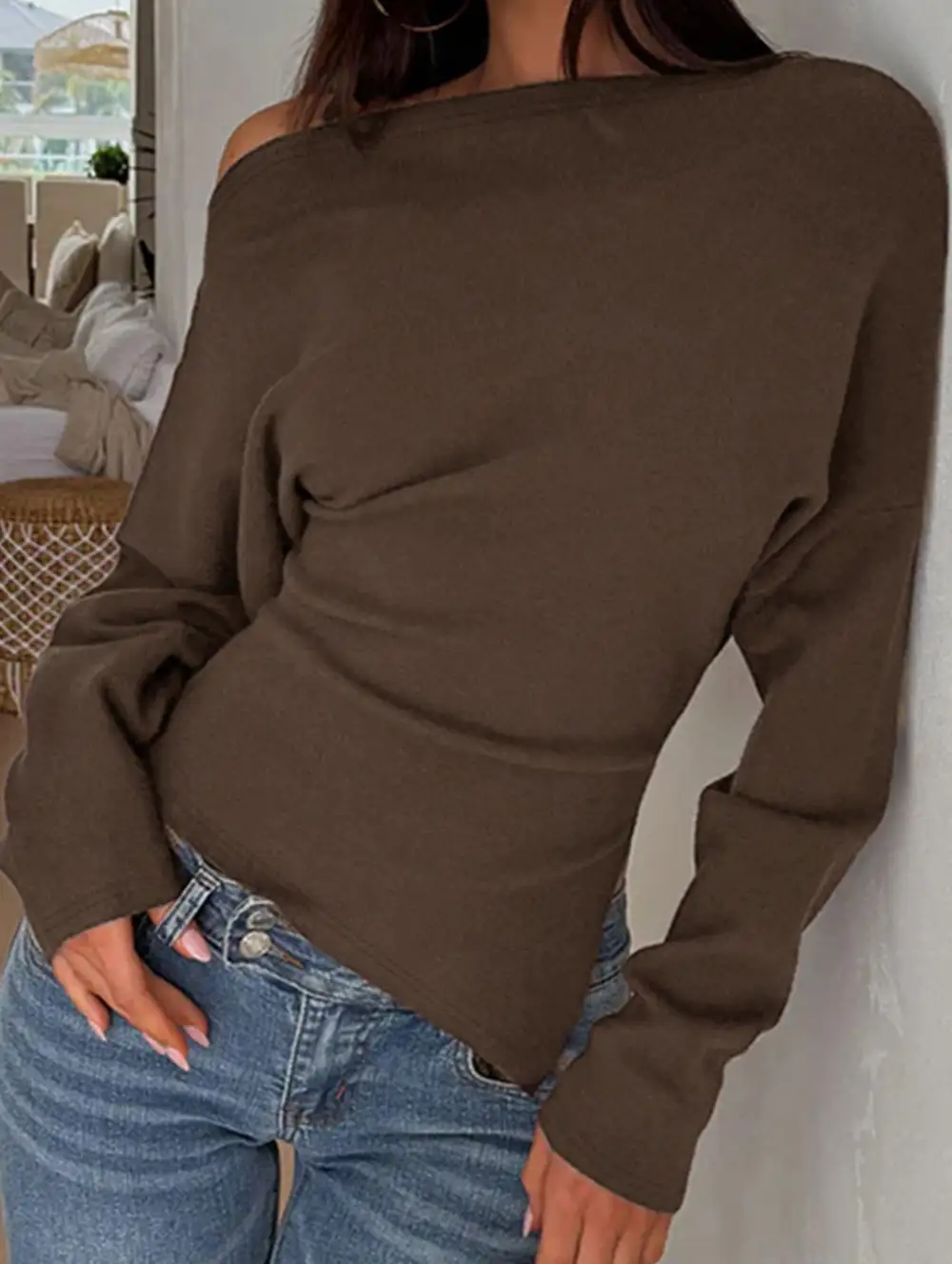 Slim-Fit Asymmetrical Long-Sleeve Base T-Shirt