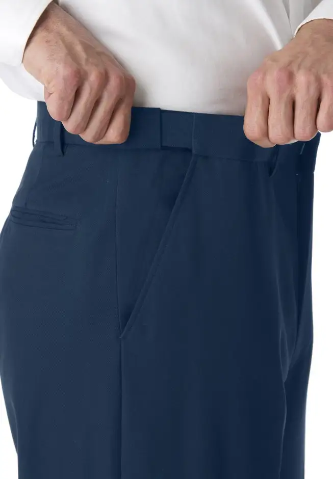KS Signature No Hassle Classic Fit Expandable Waist Plain Front Dress Pants