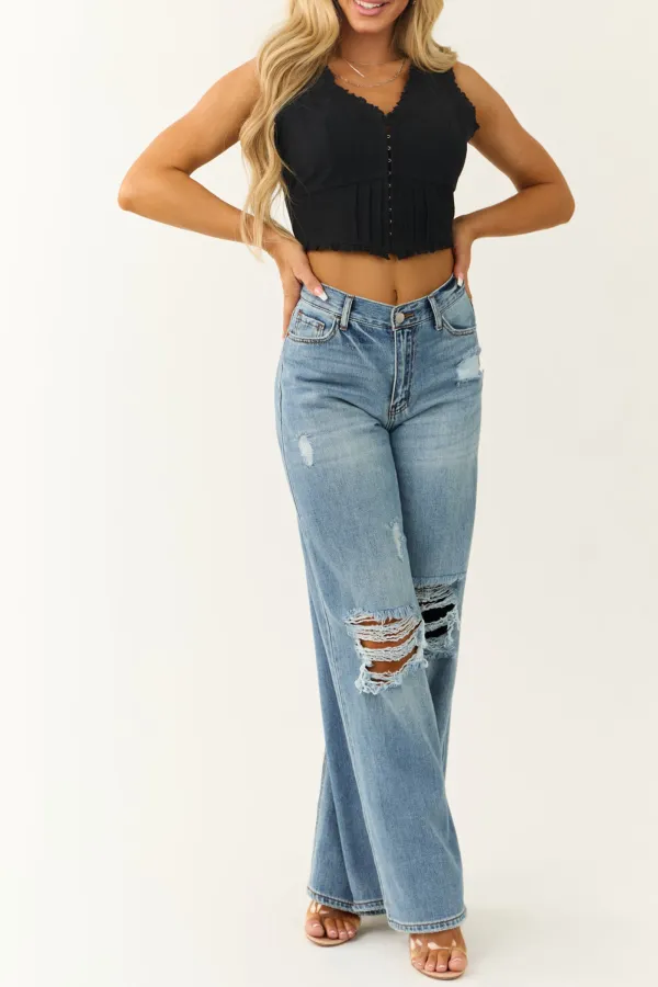 Black Corset Style Sleeveless Crop Top
