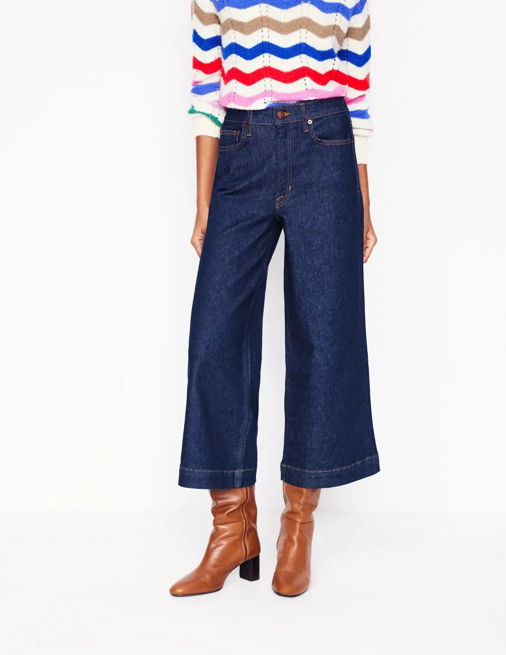 Navy Blue High - Rise Wide - Leg Jeans
