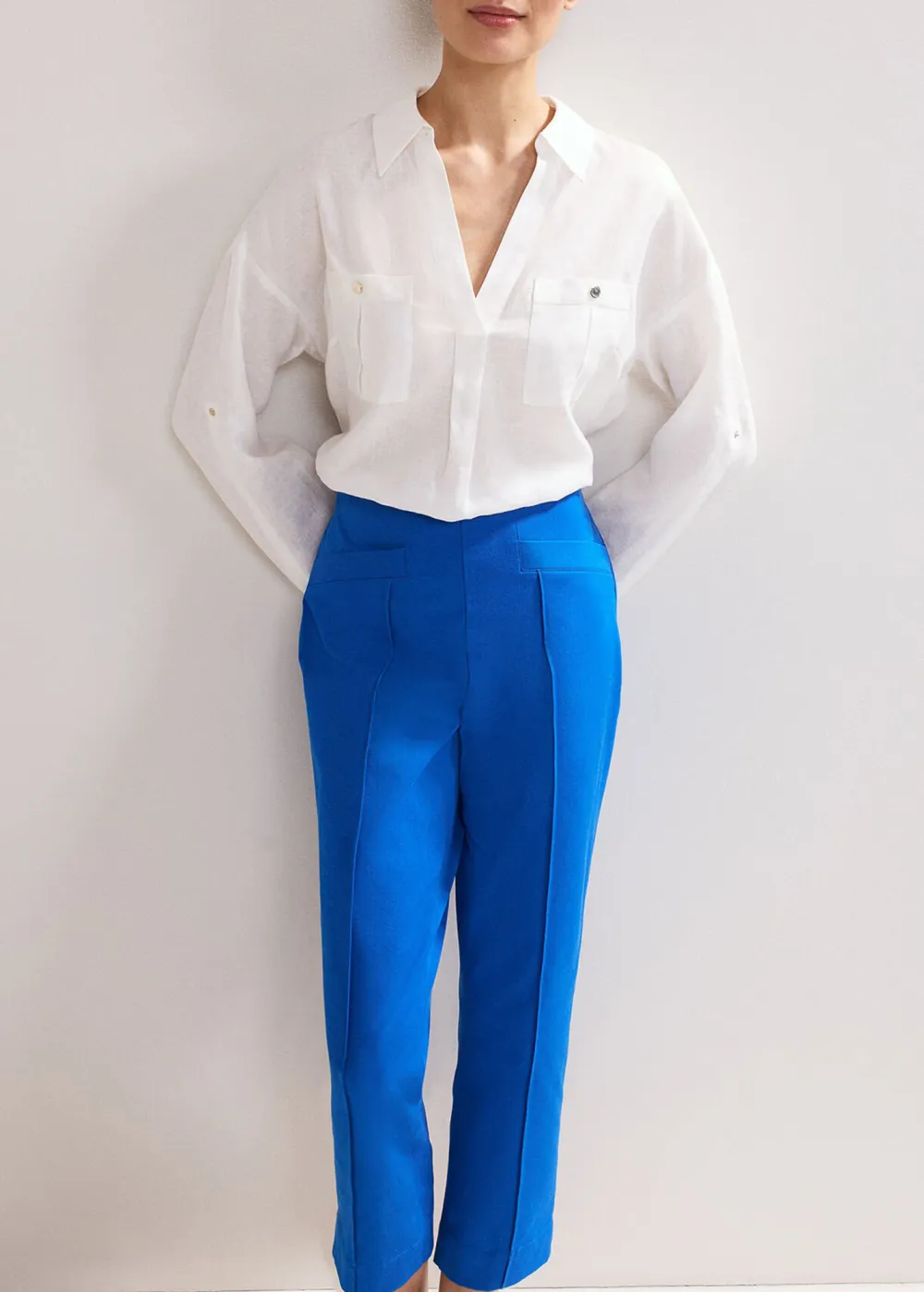 Blue Tapered Nine-Inch Pants