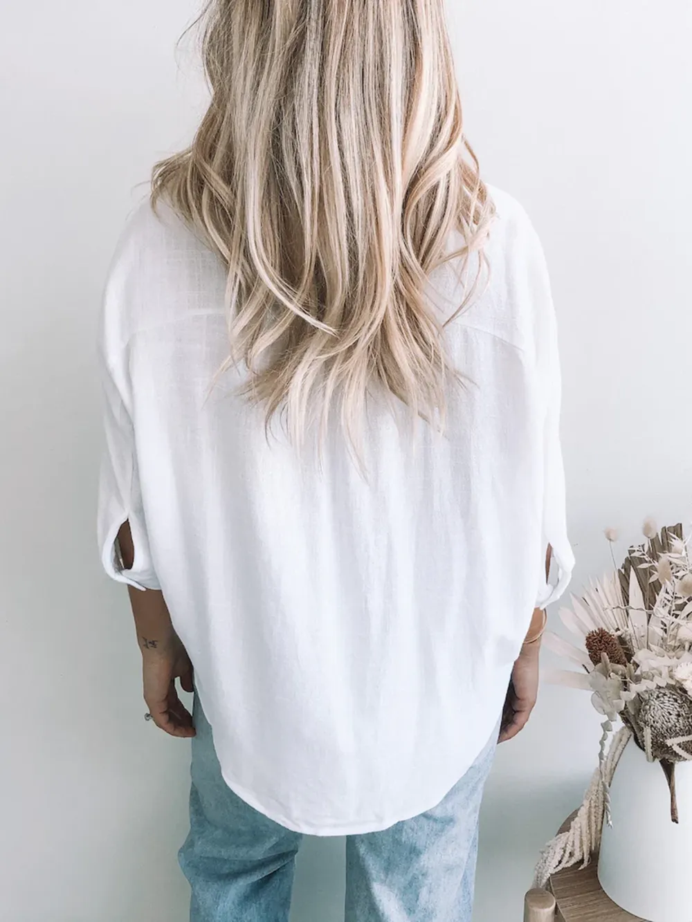 Casual Style V neckline White Top