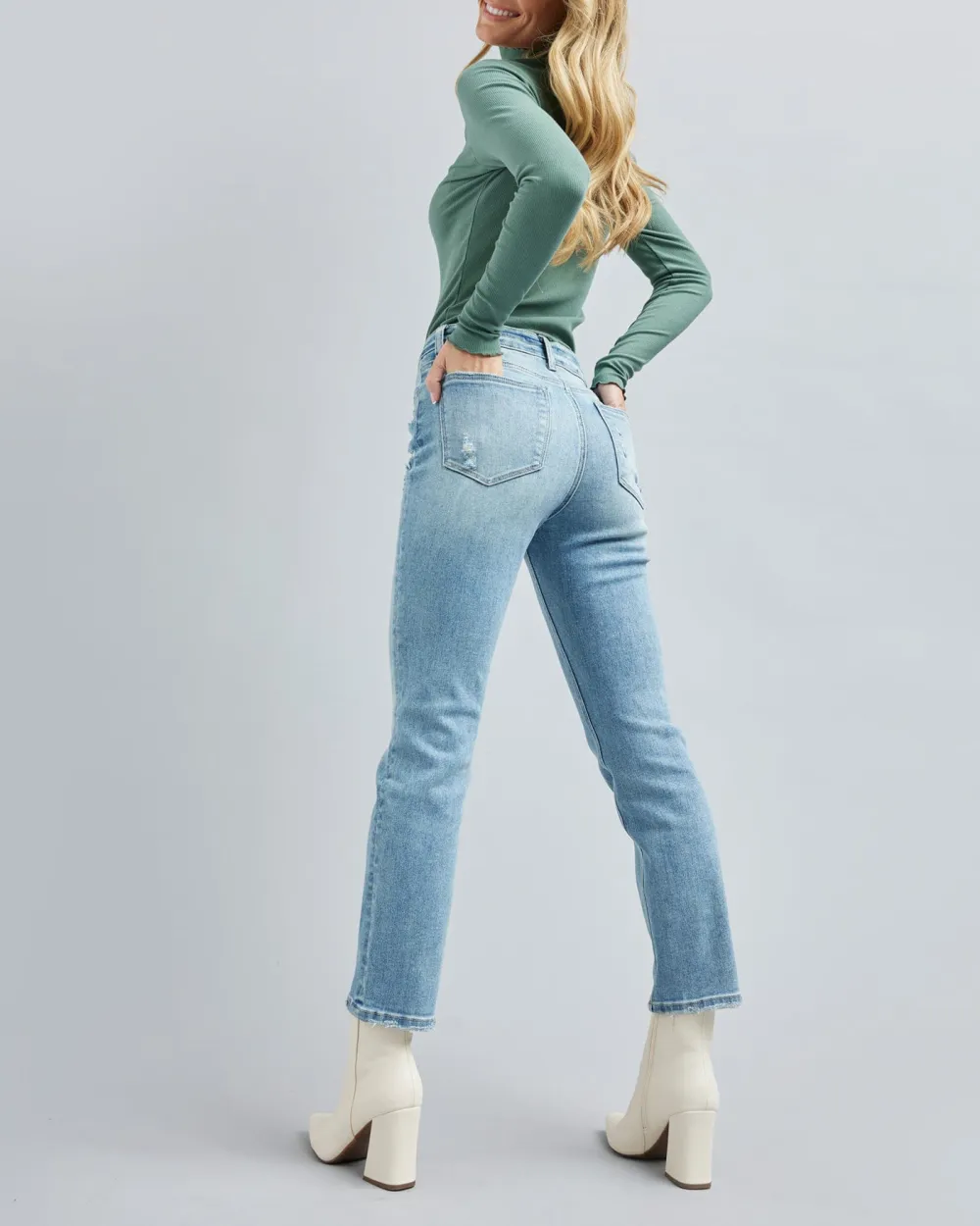 High Rise Slim Straight Jean