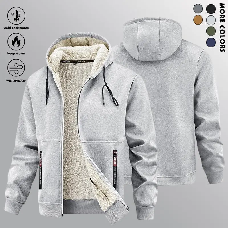 🔥Last Day Promotion🔥Men's Winter Sherpa Hooded Jacket, Thick Warm Zip-Up Hoodie