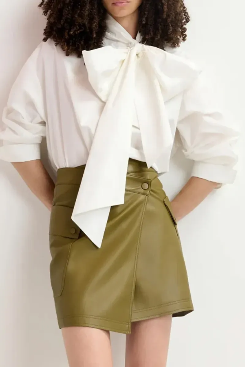 Faux Leather Mini Wrap Skirts