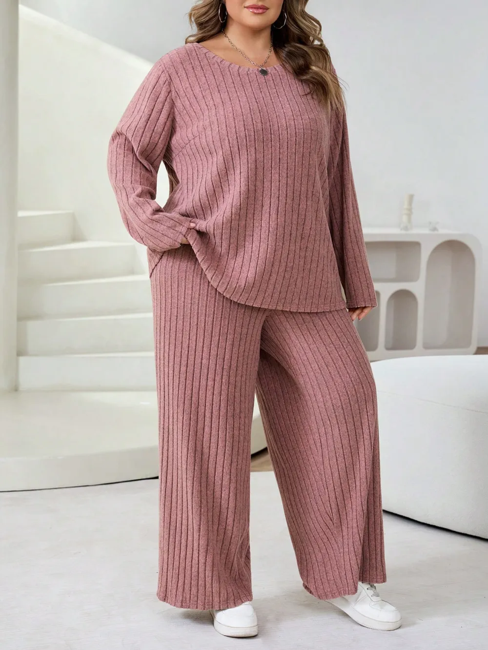 Plus Size Women's Casual Two-Piece T-Shirt & Pants Set