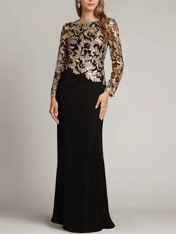 Velvet with rope embroidery ladies dress