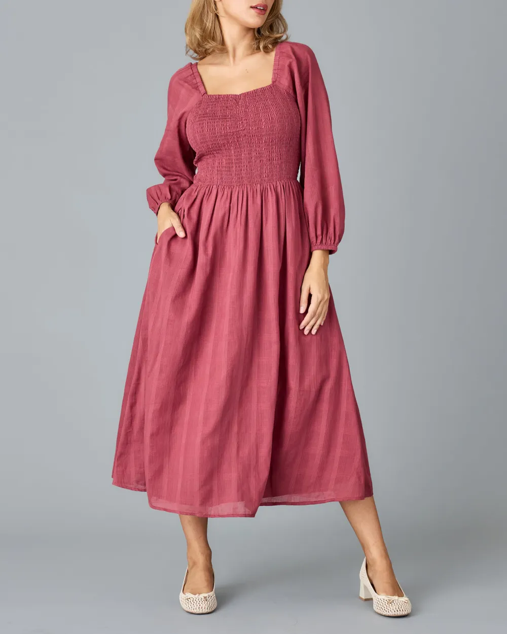 Square Necked Midi Dress