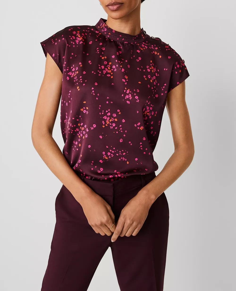 Floral Shoulder Button Top