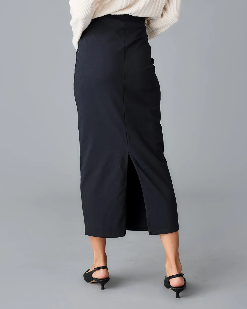 Black Knit Midi Skirt