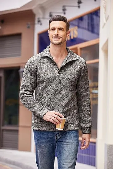 Men's Casual Slim Fit Pullover Sweater Knitted Thermal Sweatshirt.Fleece-lined For Warmth And Wind Protection.Comfortable And Stylish