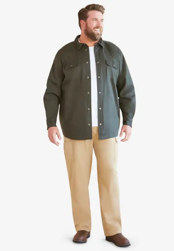 Flannel-Lined Twill Shirt Jacket
