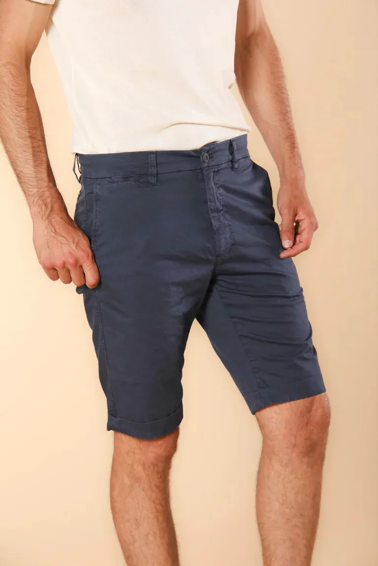 Navy Blue Cotton Twill Cargo Shorts For Men - Regular Fit