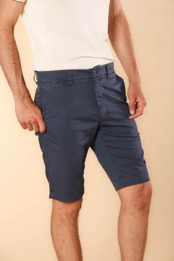 Navy Blue Cotton Twill Cargo Shorts For Men - Regular Fit