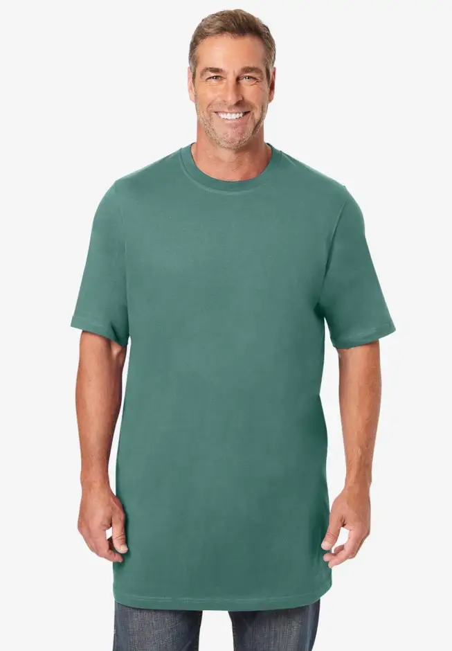 Shrink-Less Lightweight Longer-Length Crewneck T-Shirt