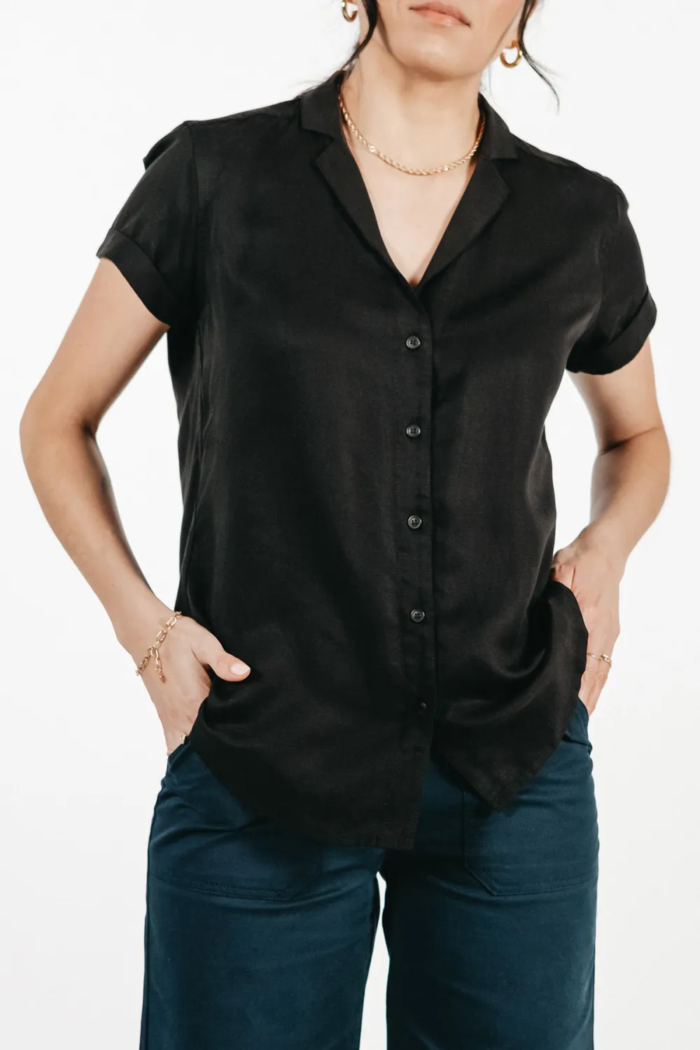 The Button Front Black Shirt