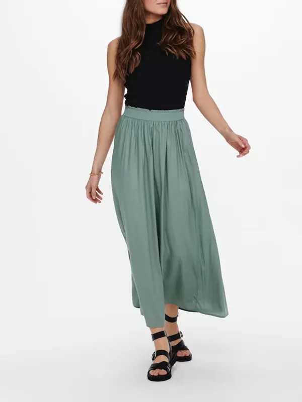 Plain Colored Casual Style A-line Skirt