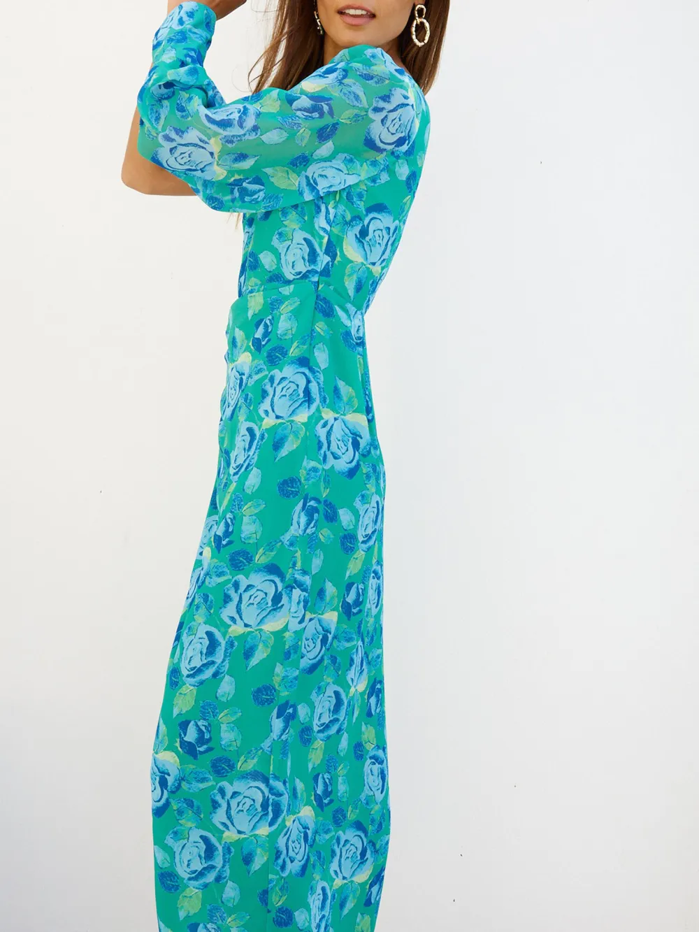 Casual Style Green Floral Dress