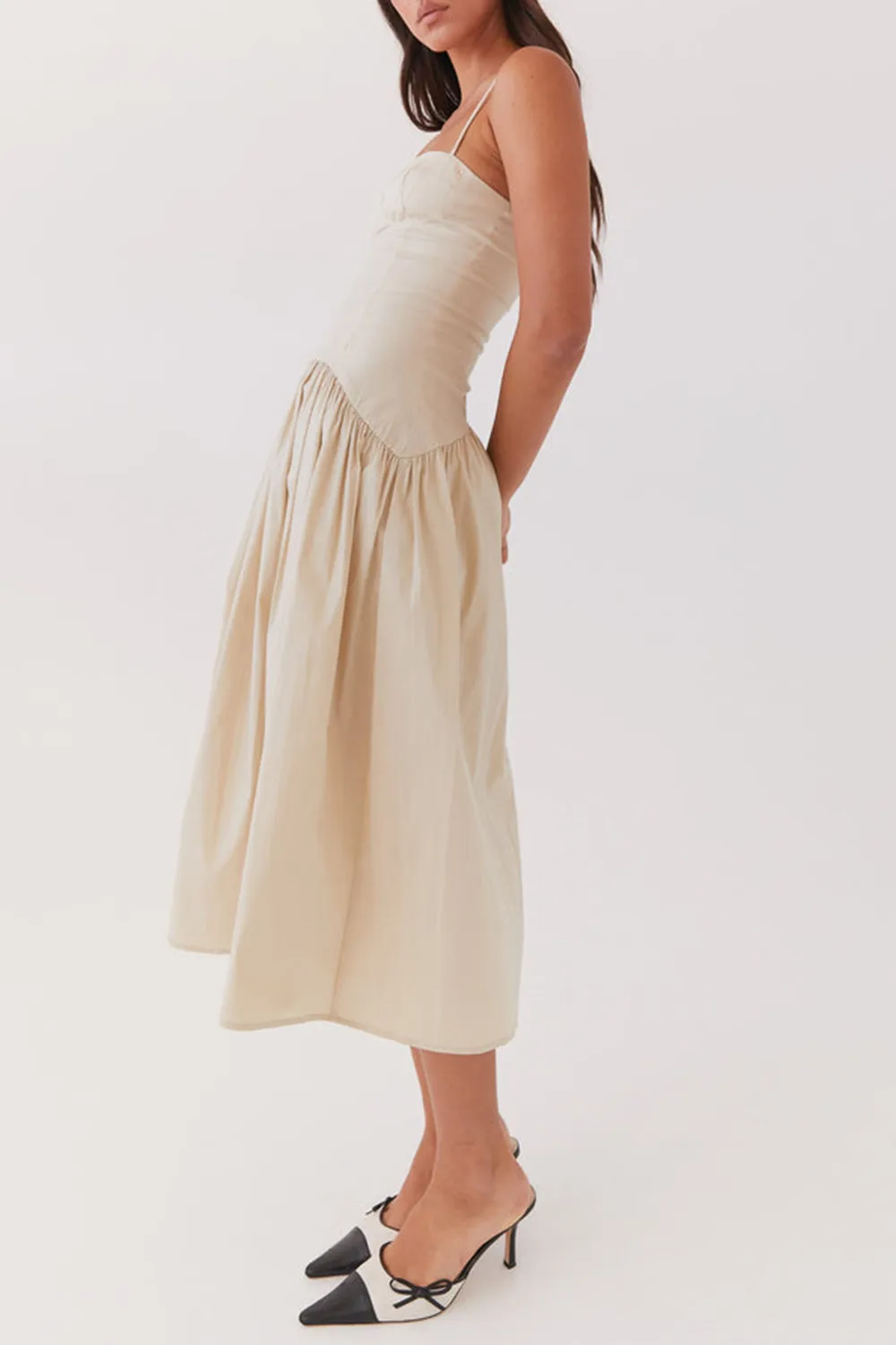 Yvette Corset Midi Dress - Pink