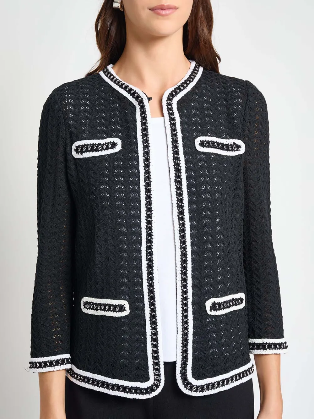 Fake Pocket V-Neck Jacket