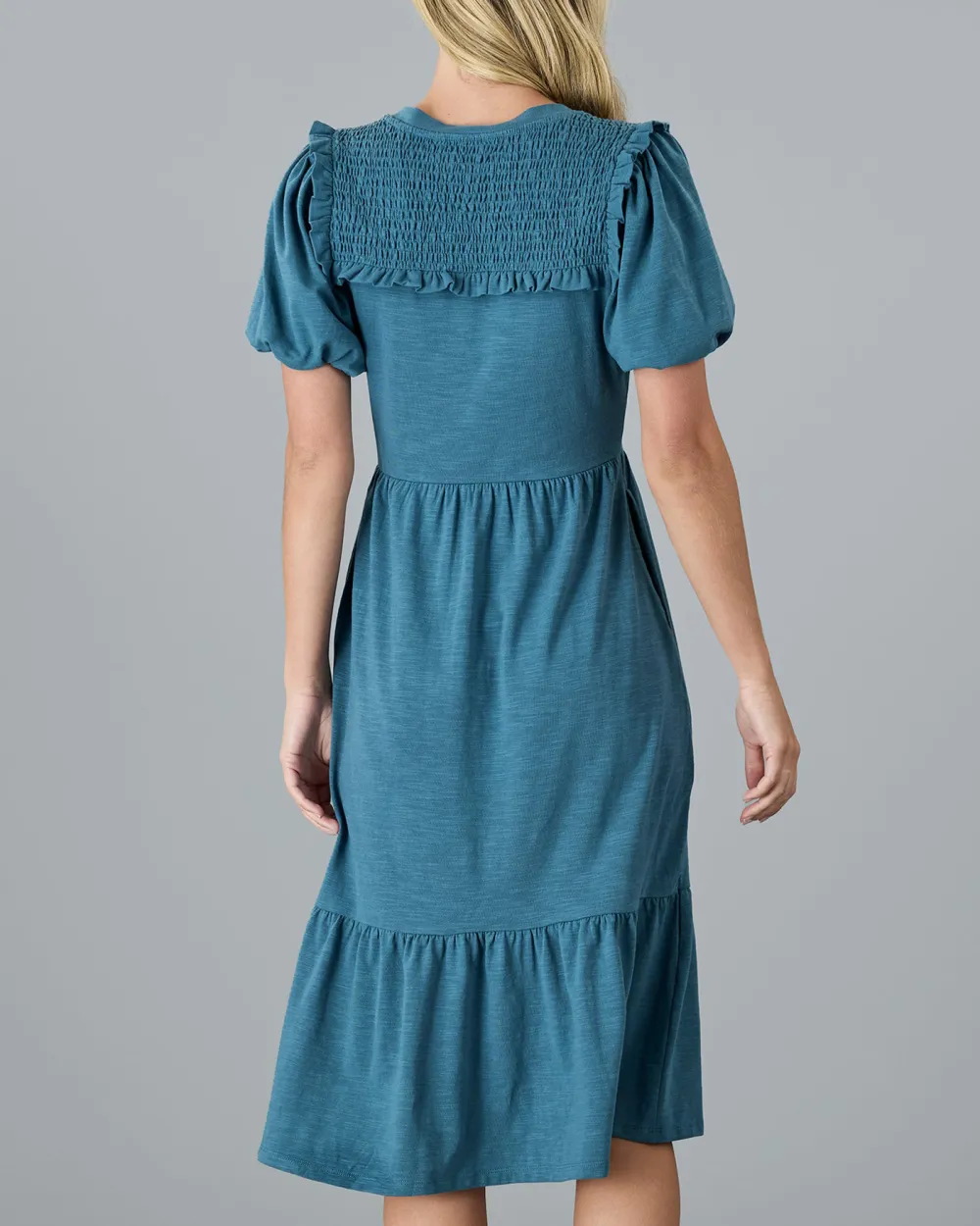 Blue Ruffled Hem Dress