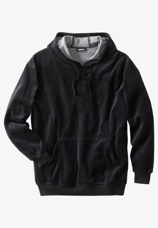 Velour Long-Sleeve Pullover Hoodie