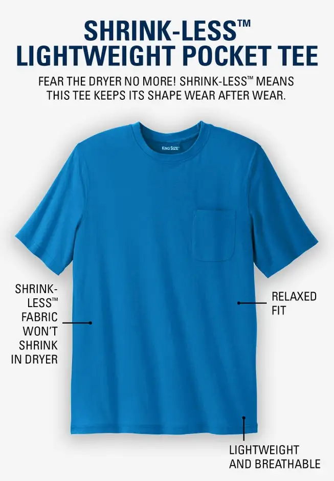 Shrink-Less Lightweight Pocket Crewneck T-Shirt