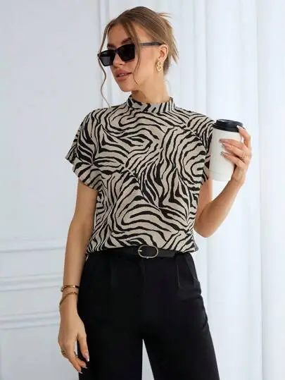 Leopard Print Wide Strap Shirt
