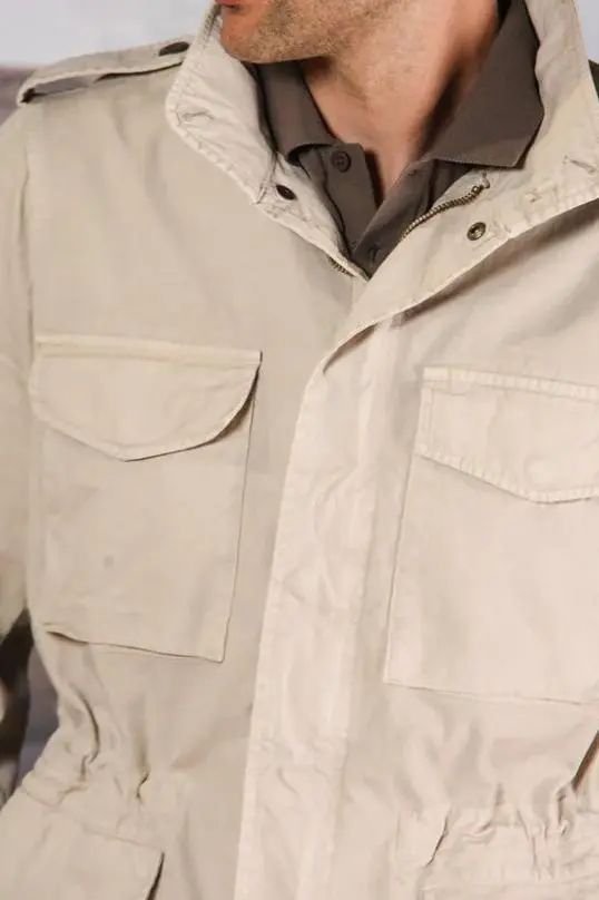 Cotton Oxford Canvas Men's Fashion Light Beige Jacket