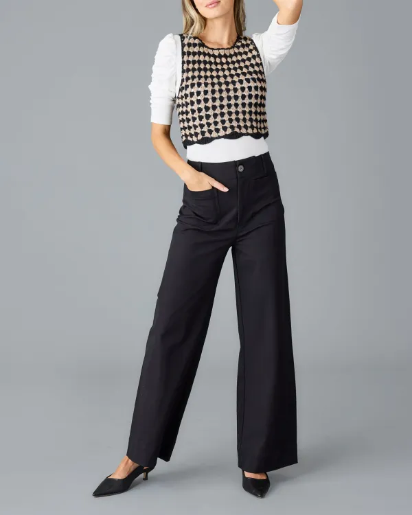 Black High Waisted Wide Leg Trouser
