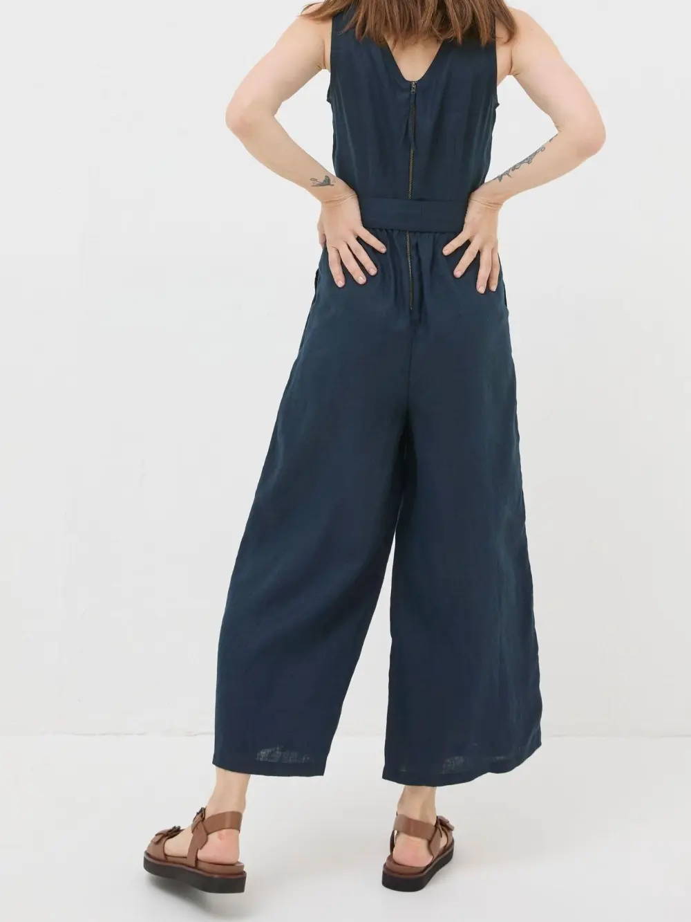 Blue Linen Jumpsuit